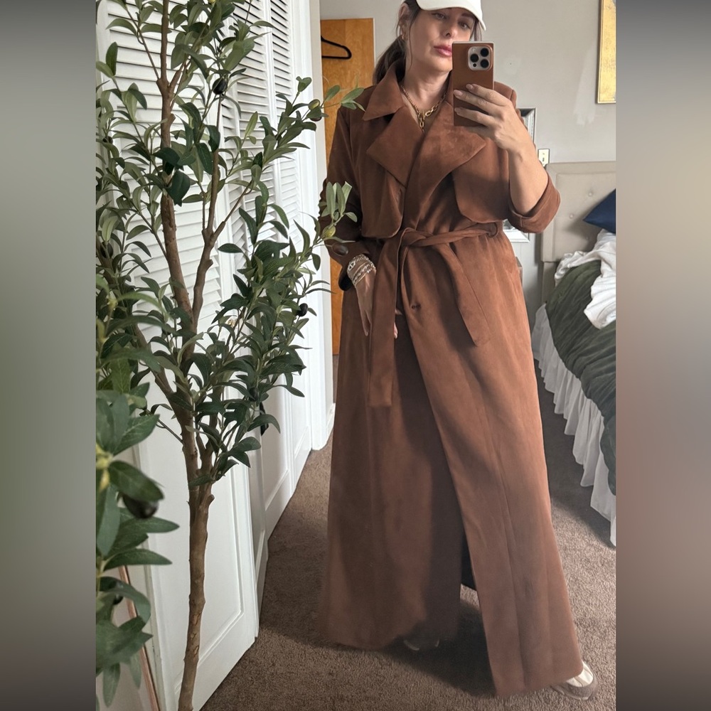 PrettyLittleThing faux suede brown Coat